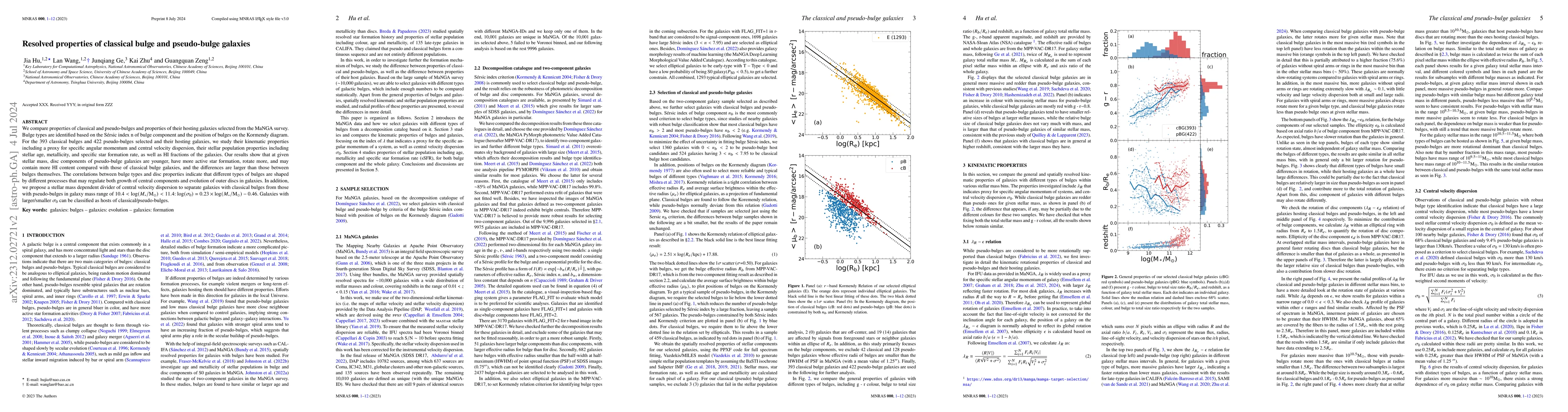 Thumbnail for Resolved properties of classical bulge and pseudo-bulge galaxies