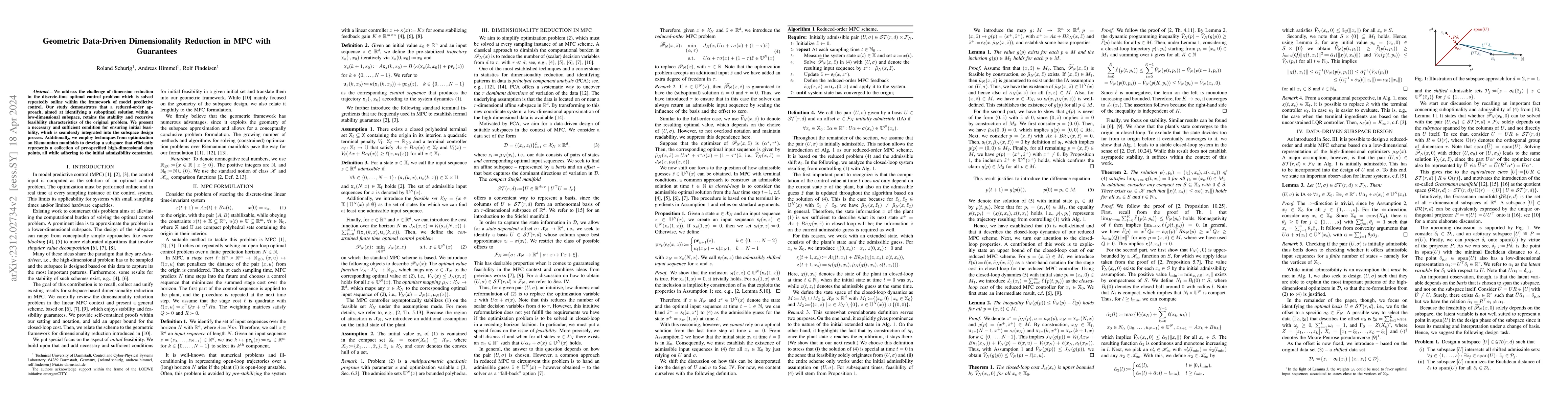 Thumbnail for Geometric Data-Driven Dimensionality Reduction in MPC with Guarantees