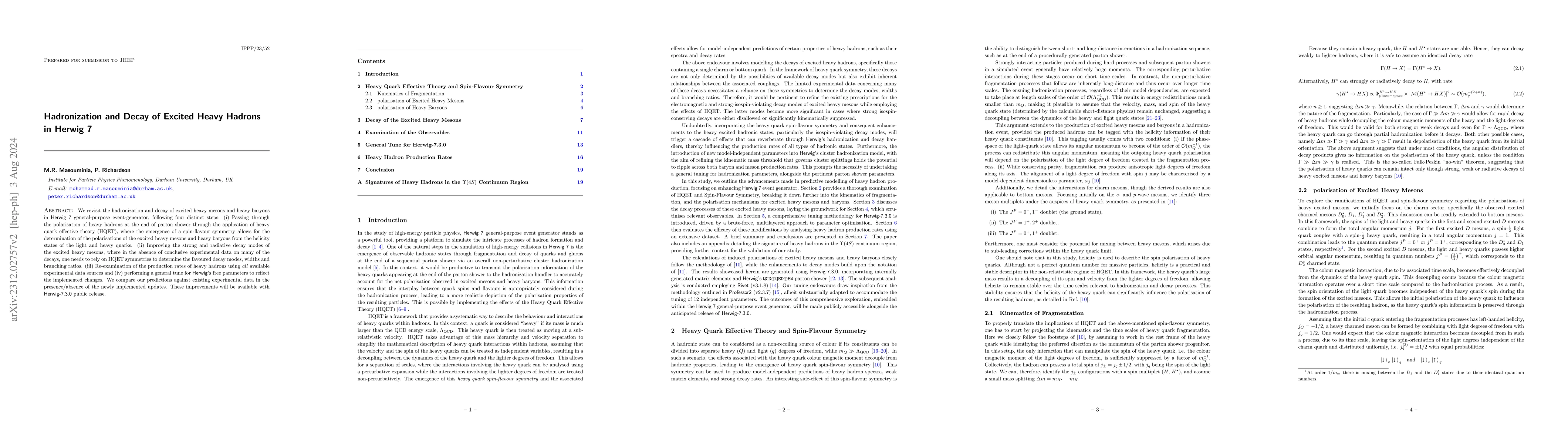 Thumbnail for Hadronization and Decay of Excited Heavy Hadrons in Herwig 7