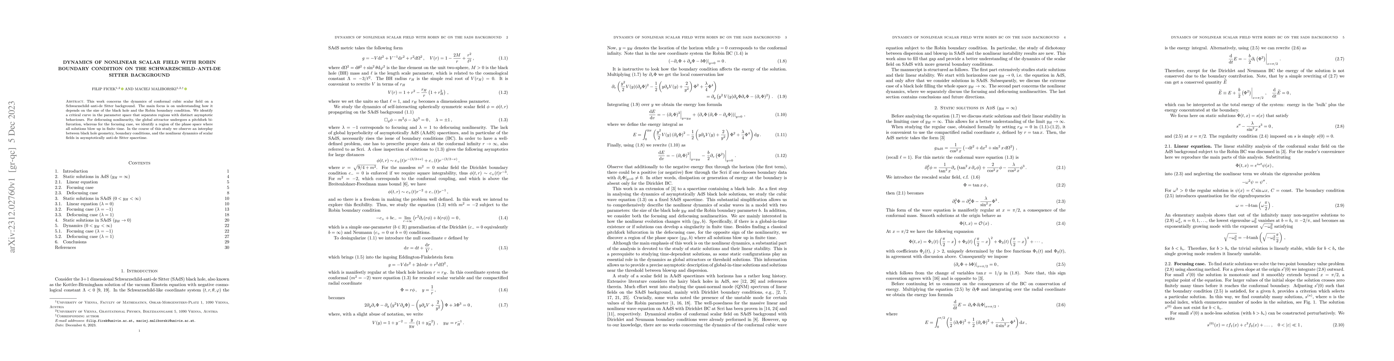Thumbnail for Dynamics of nonlinear scalar field with Robin boundary condition on the
  Schwarzschild--Anti-de Sitter background