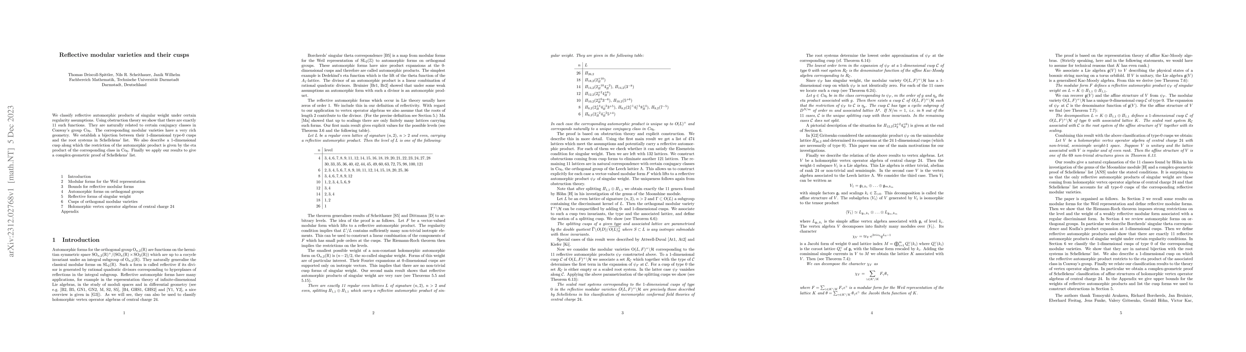 Thumbnail for Reflective modular varieties and their cusps