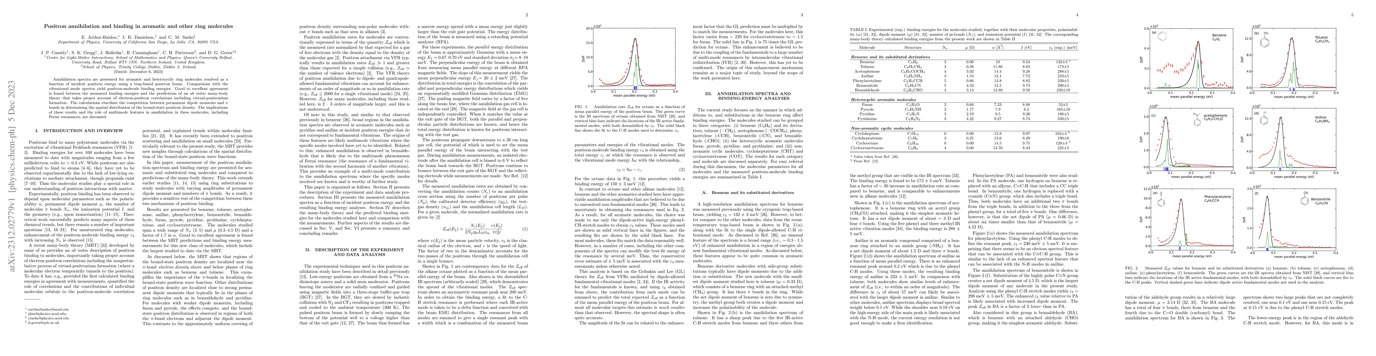 Thumbnail for Positron annihilation and binding in aromatic and other ring molecules
