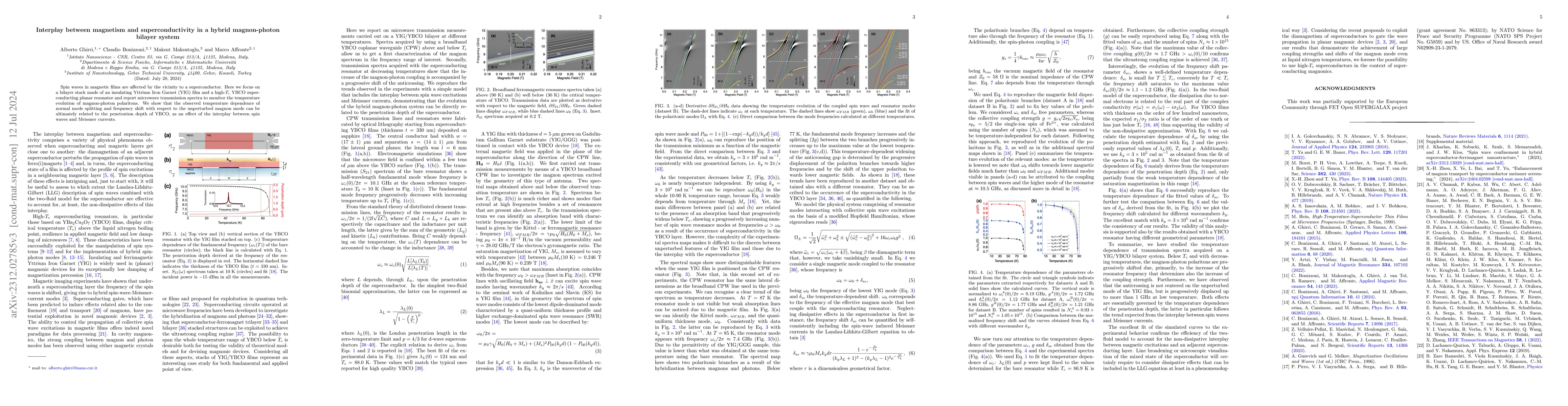 Thumbnail for Interplay between magnetism and superconductivity in a hybrid
  magnon-photon bilayer system