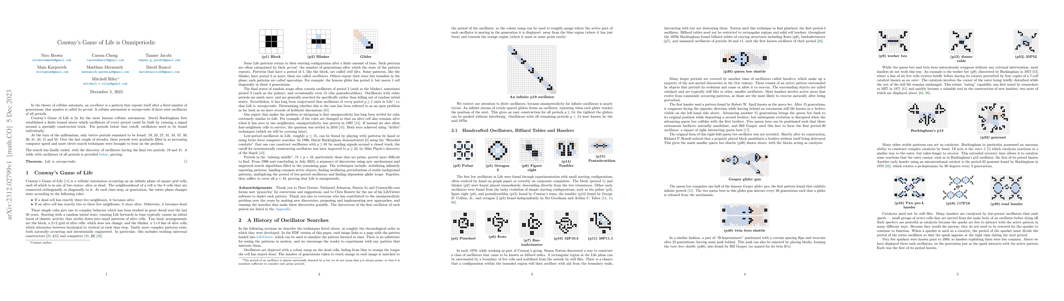 Thumbnail for Conway's Game of Life is Omniperiodic