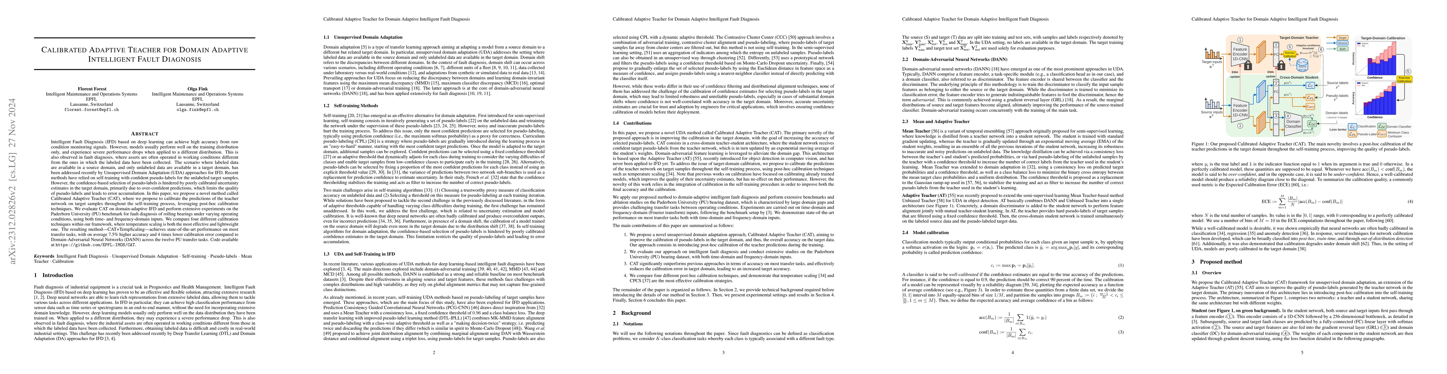 Thumbnail for Calibrated Adaptive Teacher for Domain Adaptive Intelligent Fault
  Diagnosis