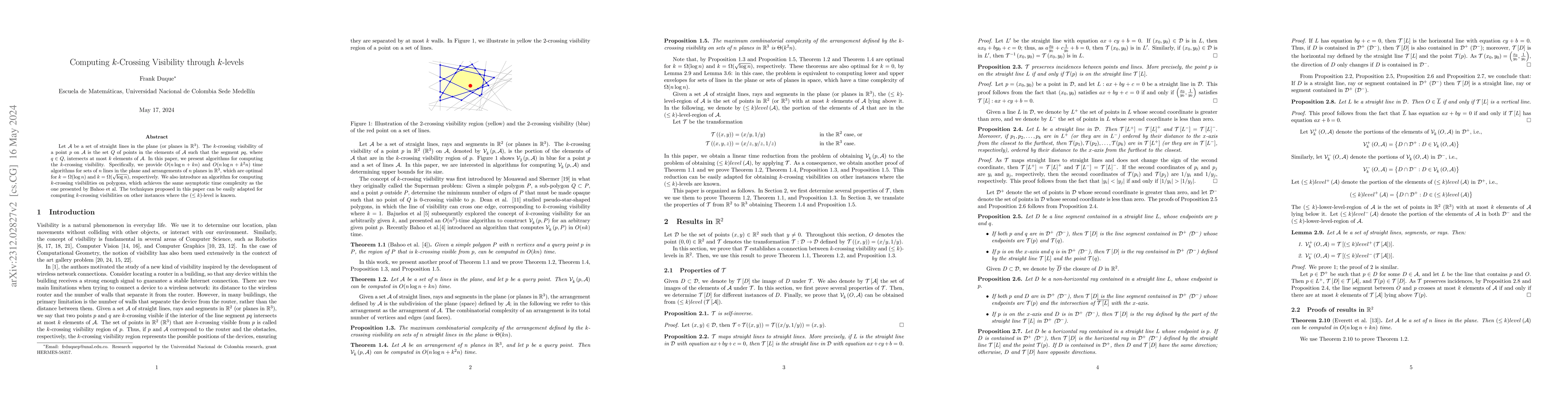 Thumbnail for Computing $k$-Crossing Visibility through $k$-levels