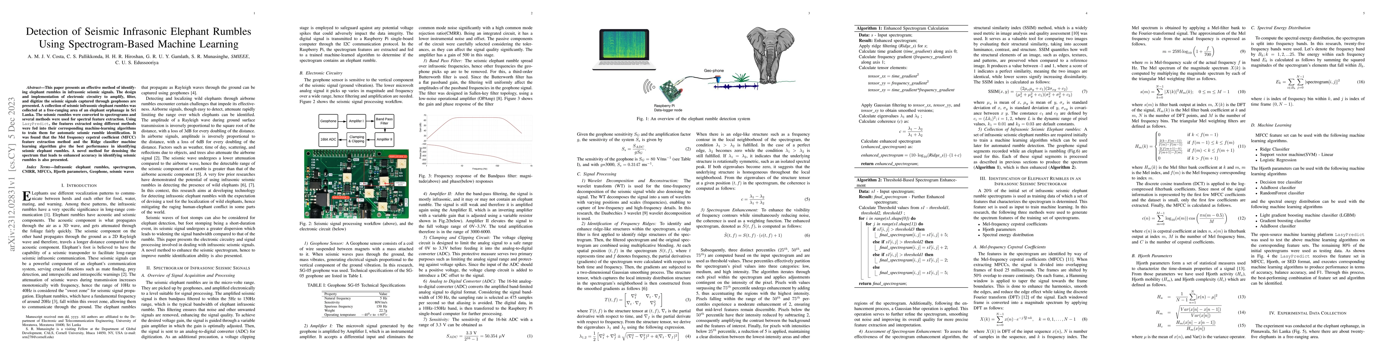 Thumbnail for Detection of Seismic Infrasonic Elephant Rumbles Using Spectrogram-Based
  Machine Learning