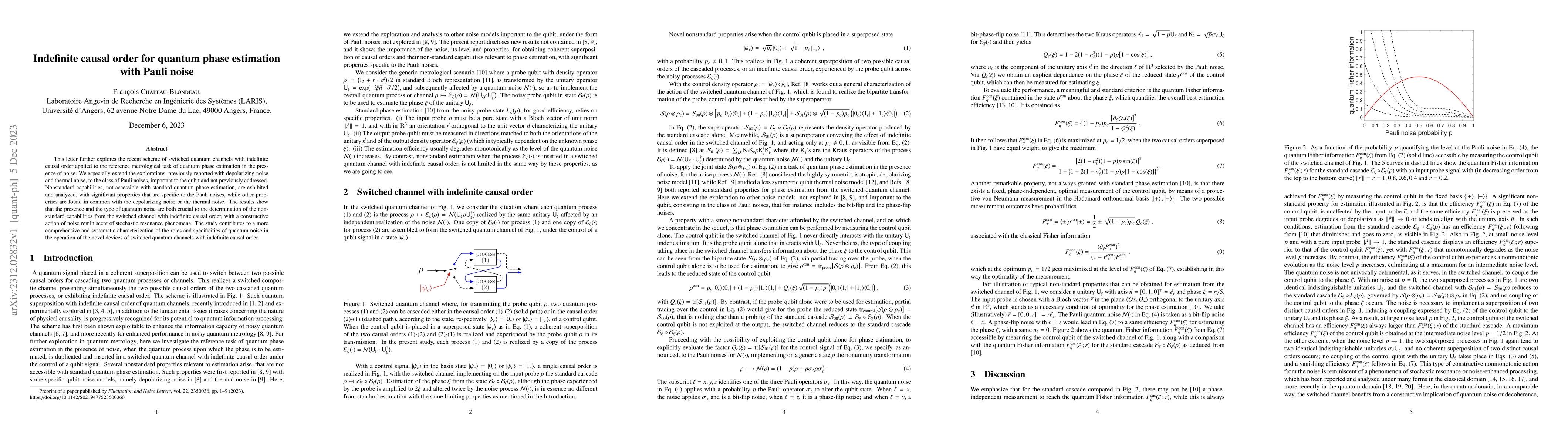 Thumbnail for Indefinite causal order for quantum phase estimation with Pauli noise