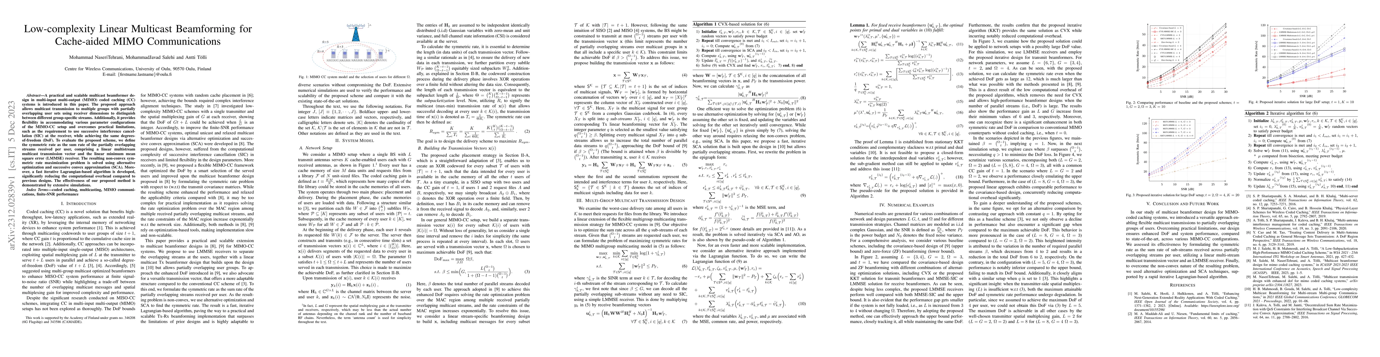 Thumbnail for Low-complexity Linear Multicast Beamforming for Cache-aided MIMO
  Communications