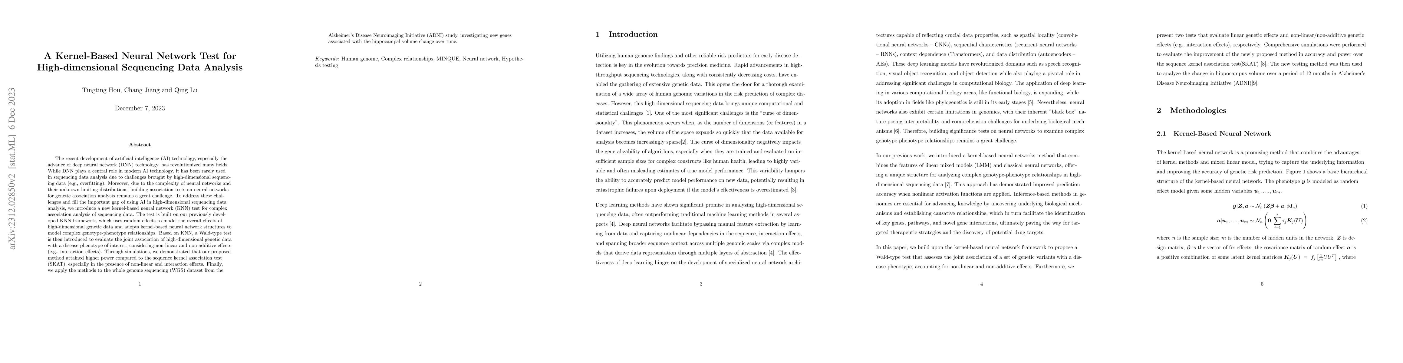 Thumbnail for A Kernel-Based Neural Network Test for High-dimensional Sequencing Data
  Analysis