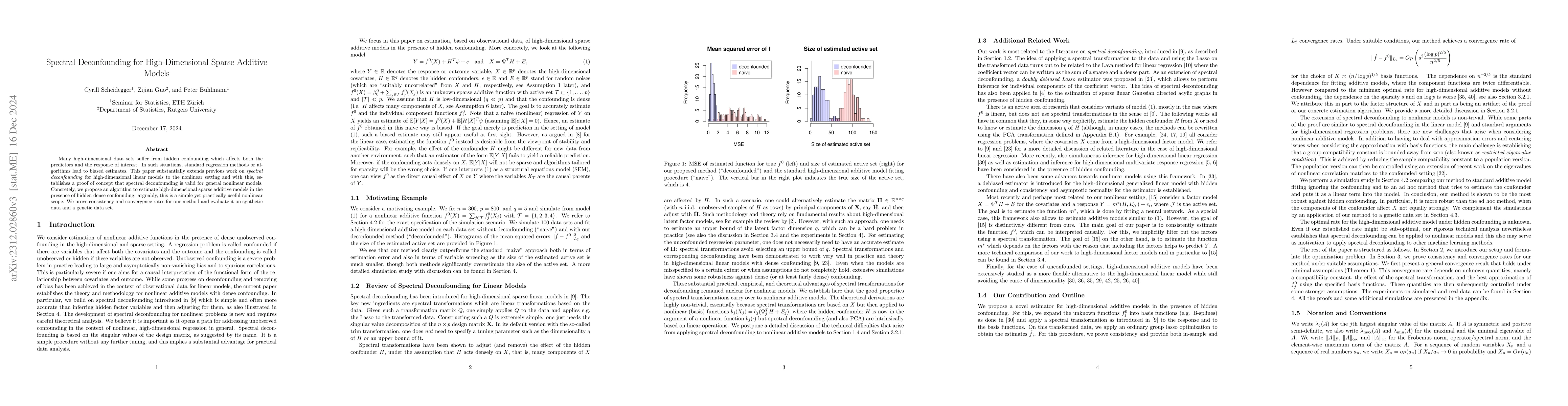 Thumbnail for Spectral Deconfounding for High-Dimensional Sparse Additive Models