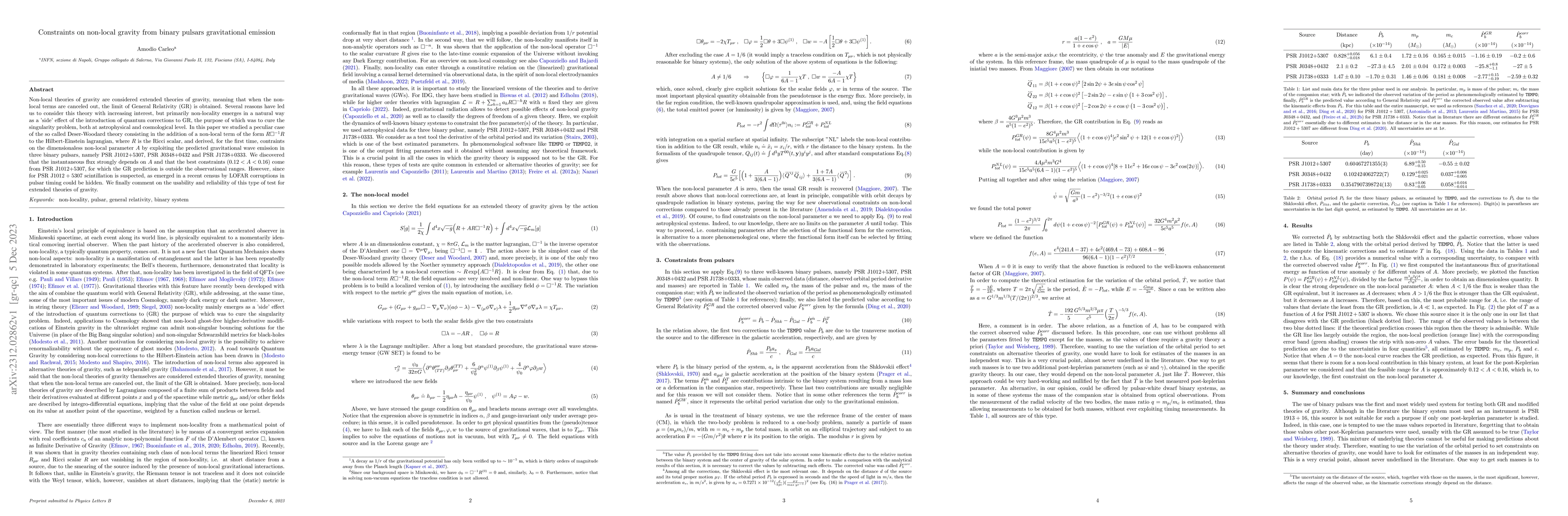 Thumbnail for Constraints on non-local gravity from binary pulsars gravitational
  emission