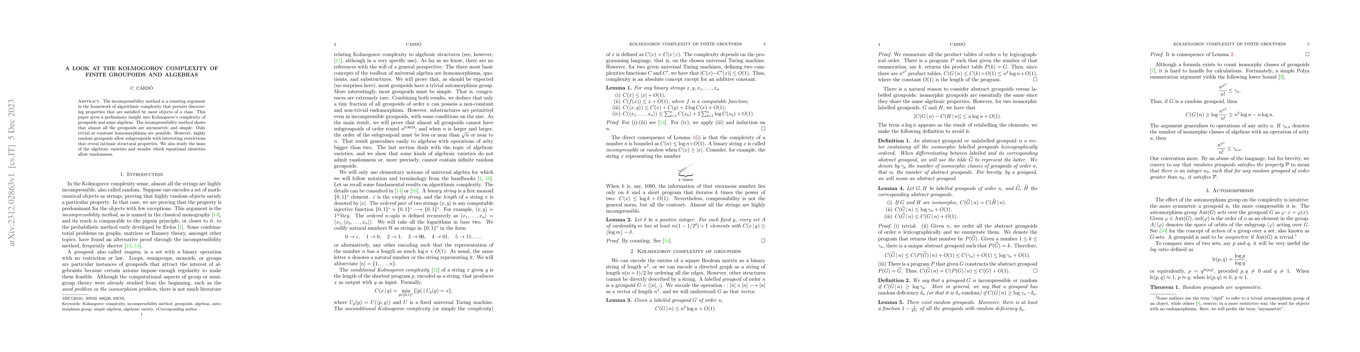 Thumbnail for A look at the Kolmogorov complexity of finite groupoids and algebras
