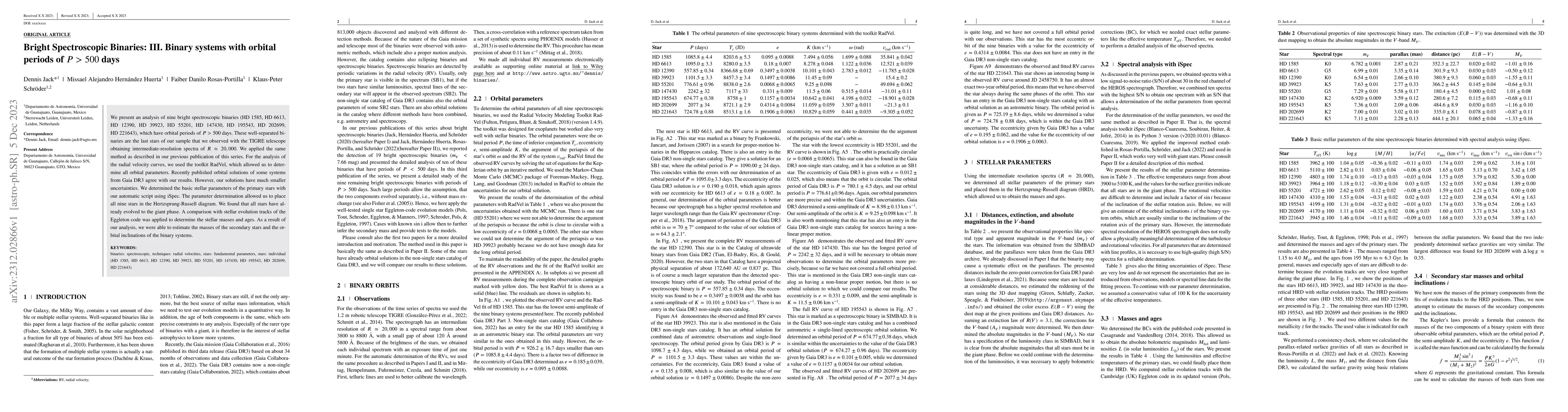 Thumbnail for Bright Spectroscopic Binaries: III. Binary systems with orbital periods
  of P > 500 days