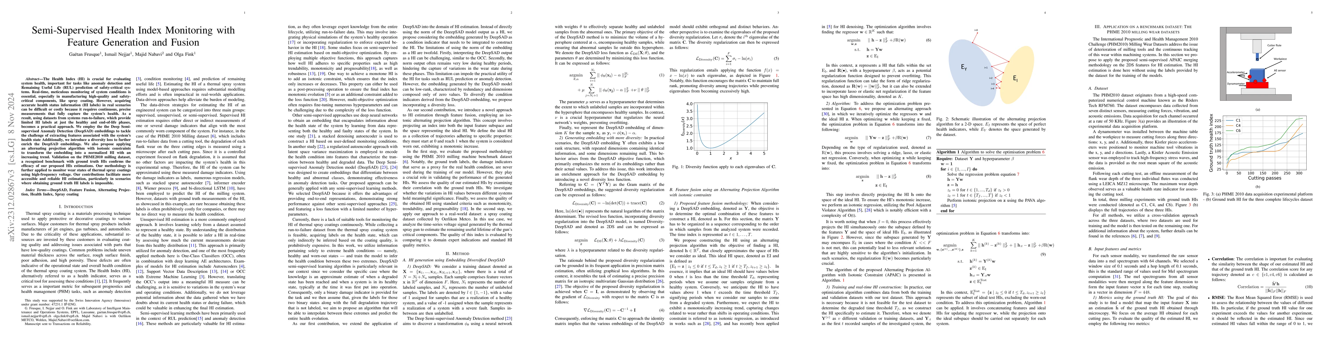 Thumbnail for Semi-Supervised Health Index Monitoring with Feature Generation and
  Fusion