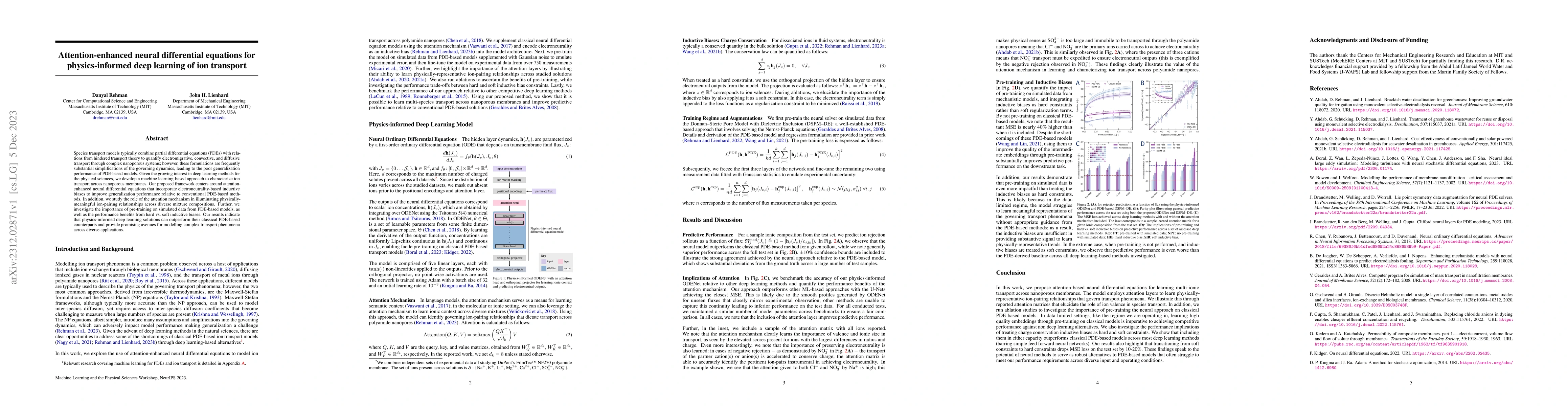 Thumbnail for Attention-enhanced neural differential equations for physics-informed
  deep learning of ion transport