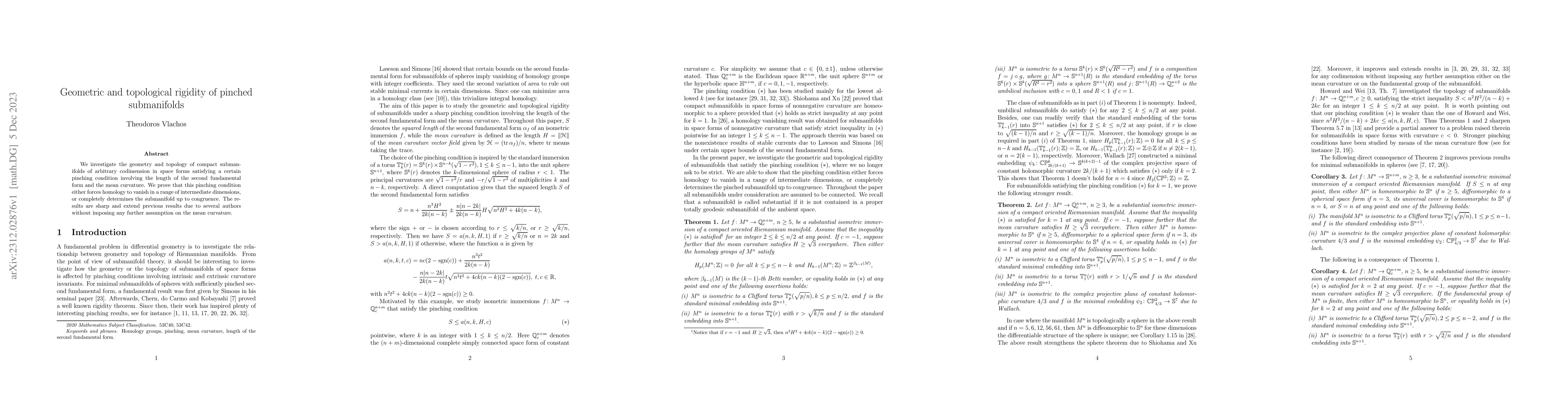 Thumbnail for Geometric and topological rigidity of pinched submanifolds