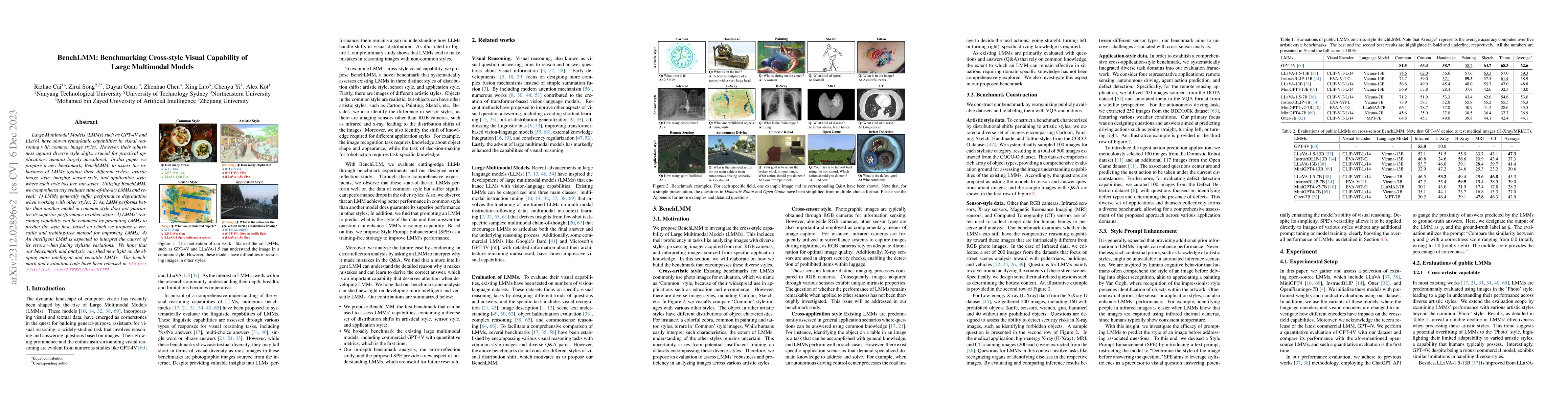 Thumbnail for BenchLMM: Benchmarking Cross-style Visual Capability of Large Multimodal
  Models