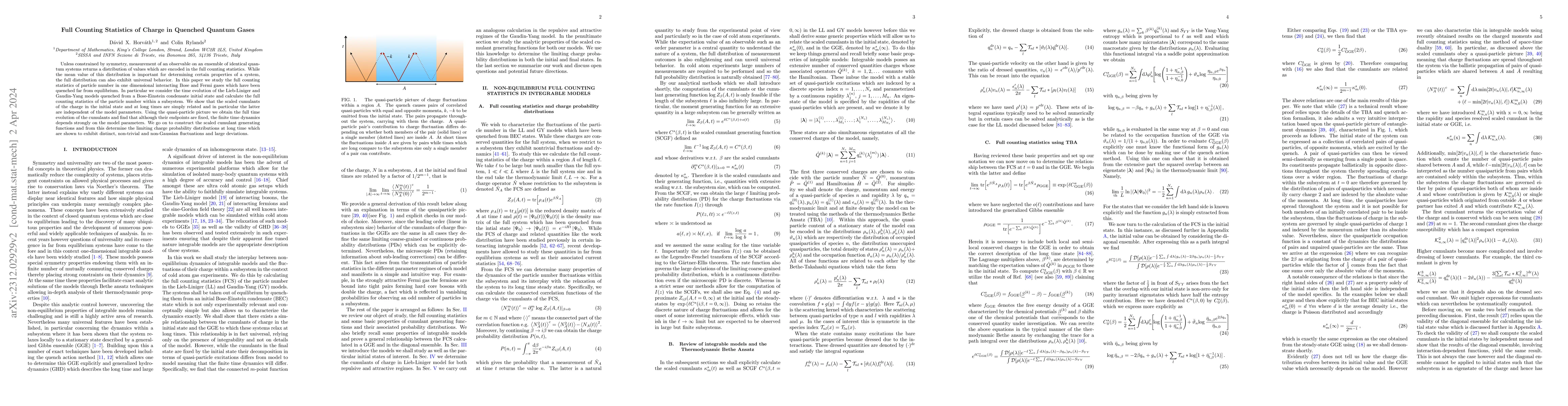 Thumbnail for Full Counting Statistics of Charge in Quenched Quantum Gases