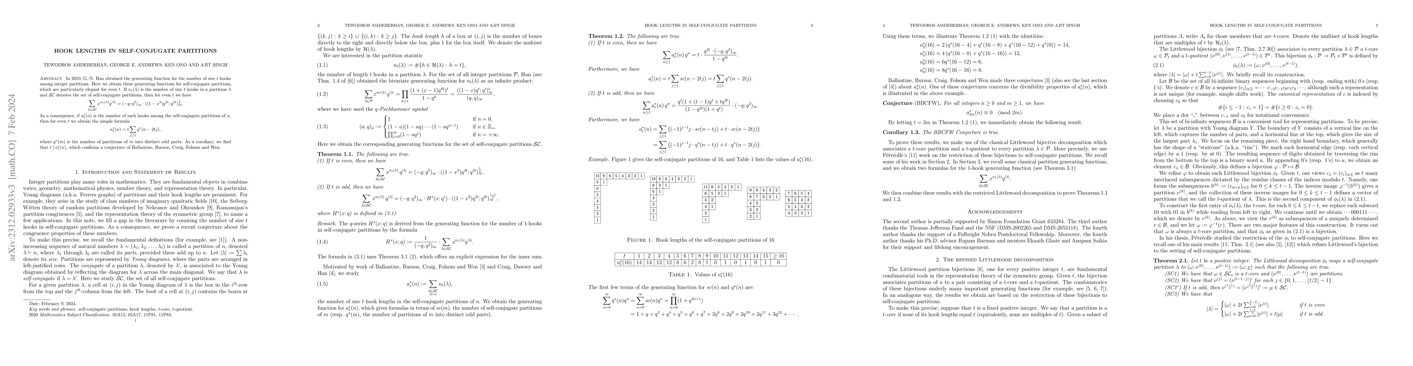 Thumbnail for Hook lengths in self-conjugate partitions