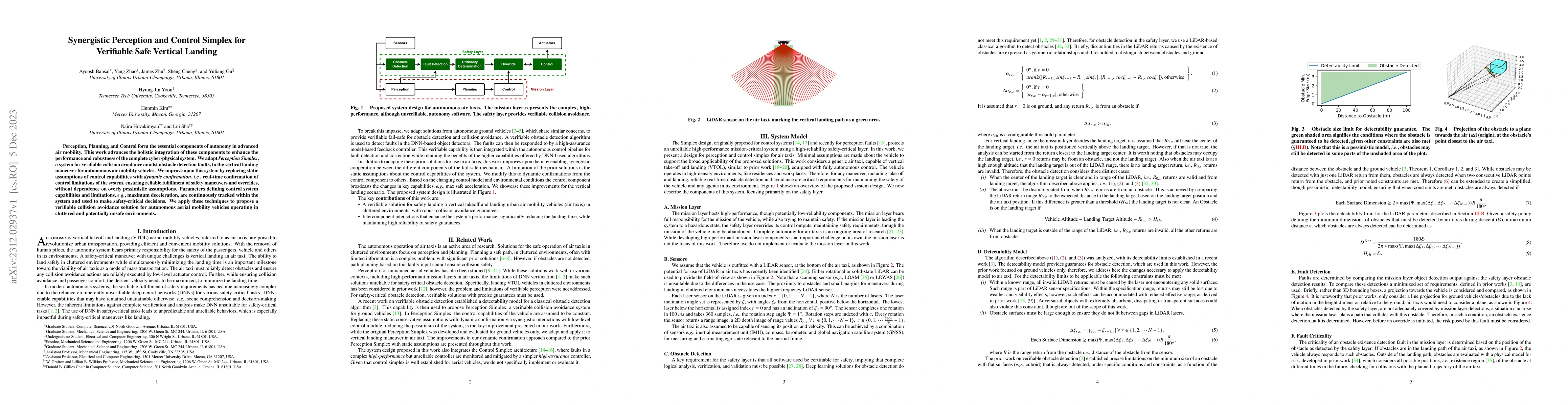Thumbnail for Synergistic Perception and Control Simplex for Verifiable Safe Vertical
  Landing