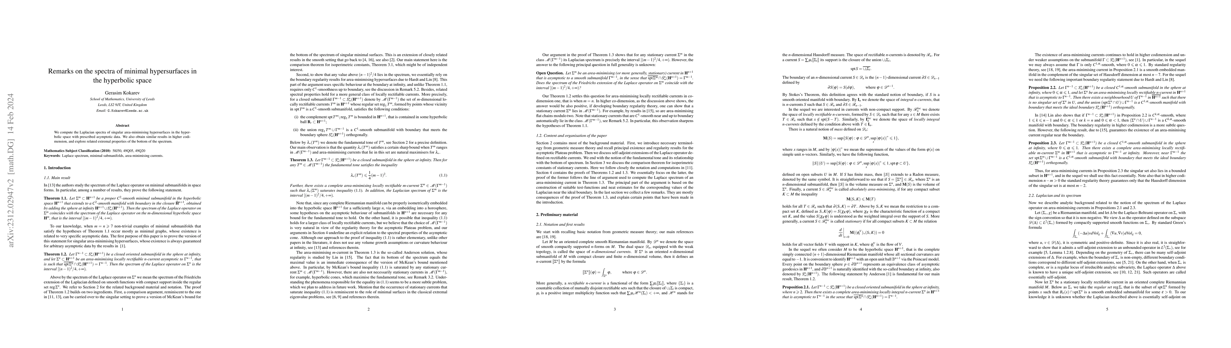 Thumbnail for Remarks on the spectra of minimal hypersurfaces in the hyperbolic space