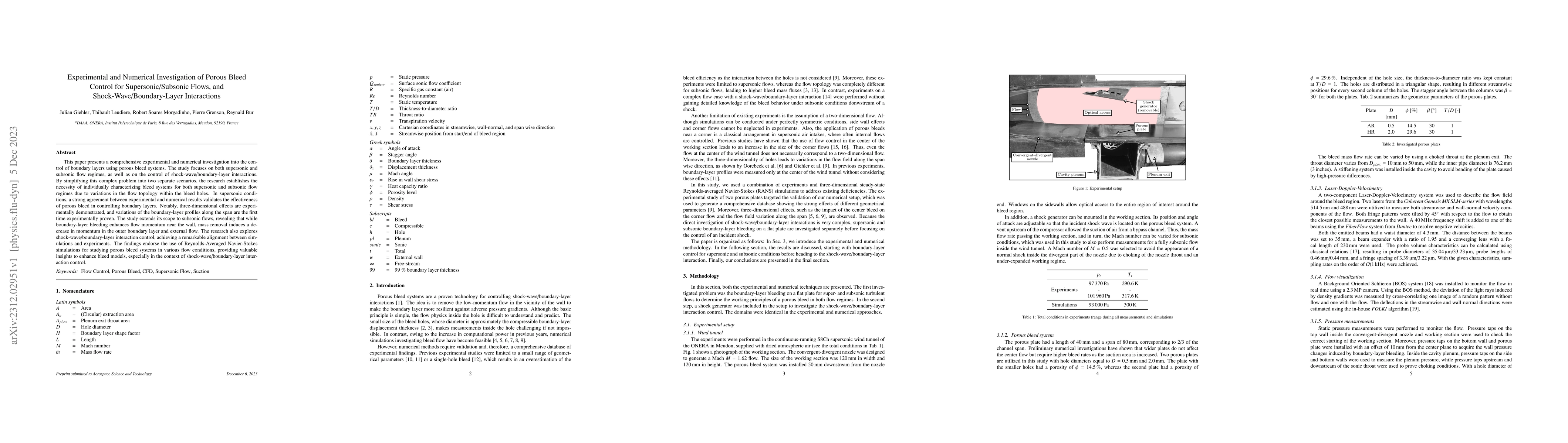 Thumbnail for Experimental and Numerical Investigation of Porous Bleed Control for
  Supersonic/Subsonic Flows, and Shock-Wave/Boundary-Layer Interactions