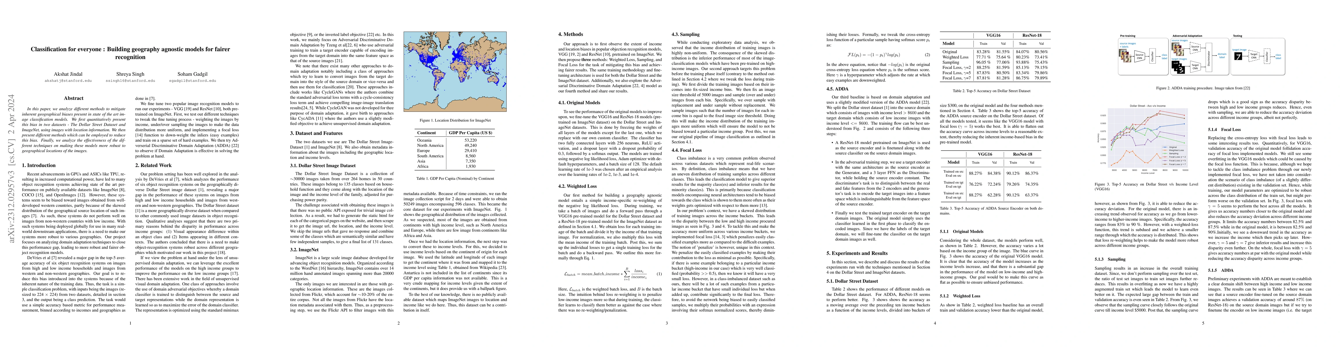 Thumbnail for Classification for everyone : Building geography agnostic models for
  fairer recognition
