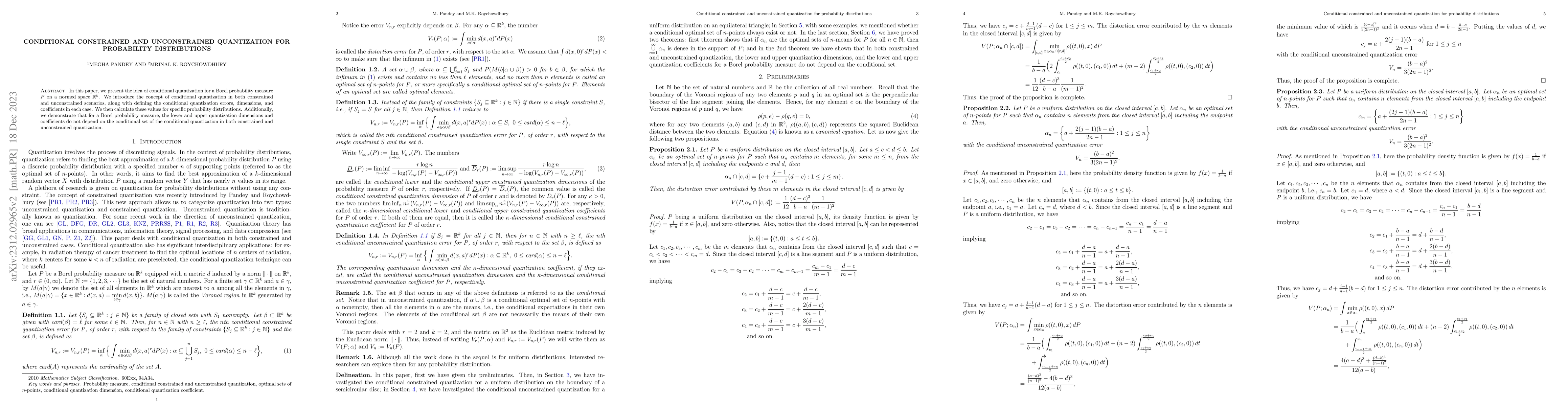 Thumbnail for Conditional constrained and unconstrained quantization for probability
  distributions