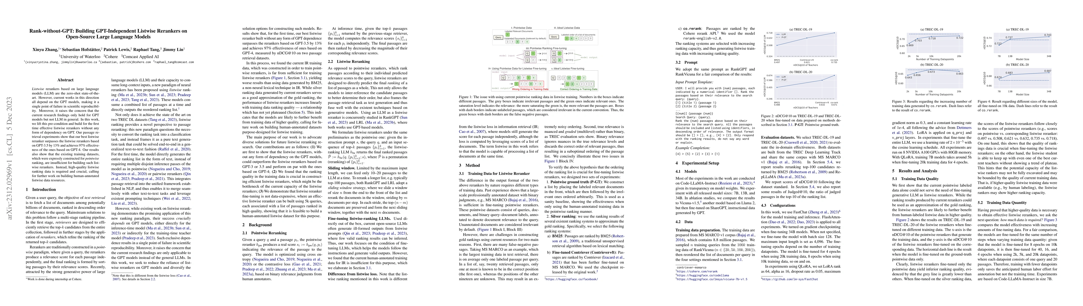 Thumbnail for Rank-without-GPT: Building GPT-Independent Listwise Rerankers on
  Open-Source Large Language Models
