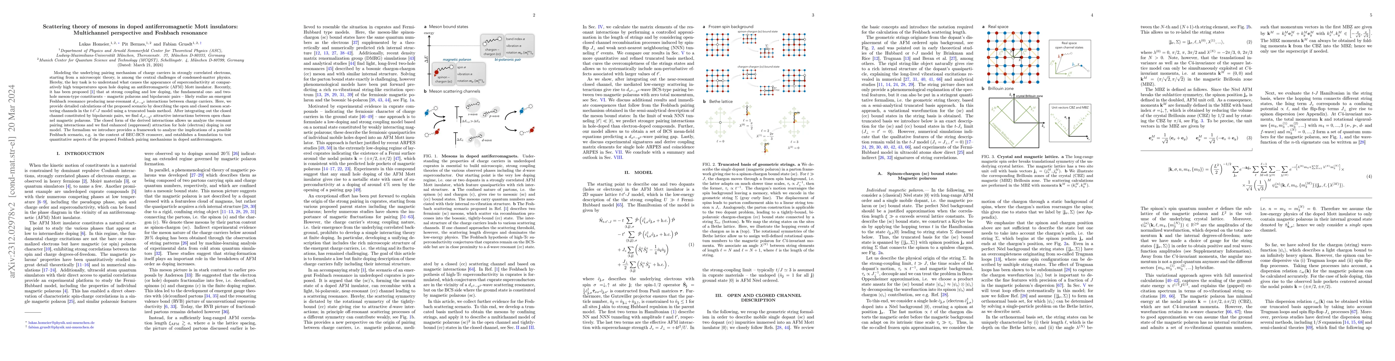 Thumbnail for Scattering theory of mesons in doped antiferromagnetic Mott insulators:
  Multichannel perspective and Feshbach resonance
