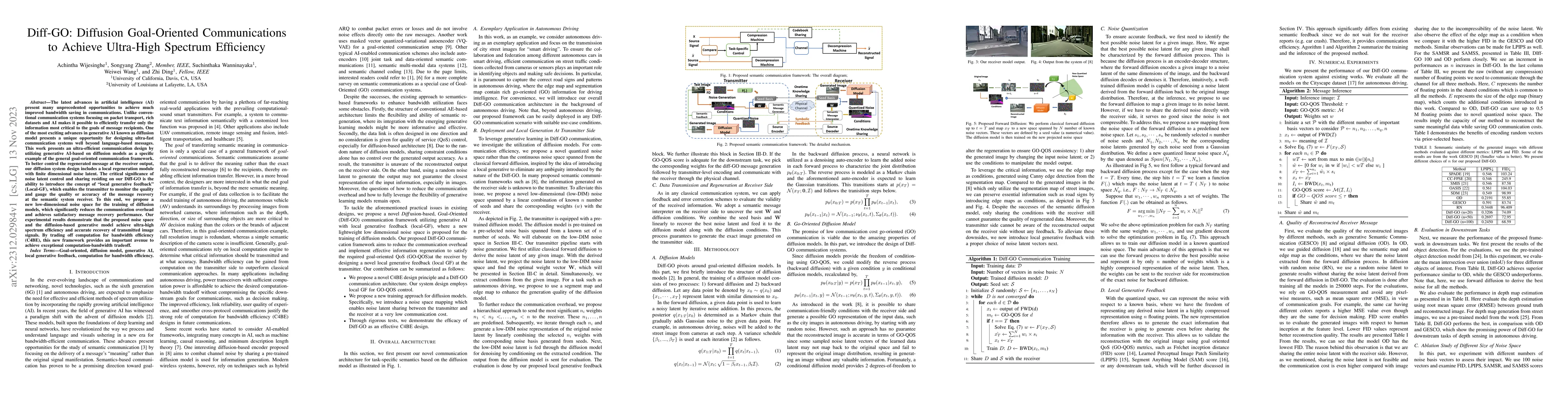 Thumbnail for Diff-GO: Diffusion Goal-Oriented Communications to Achieve Ultra-High
  Spectrum Efficiency