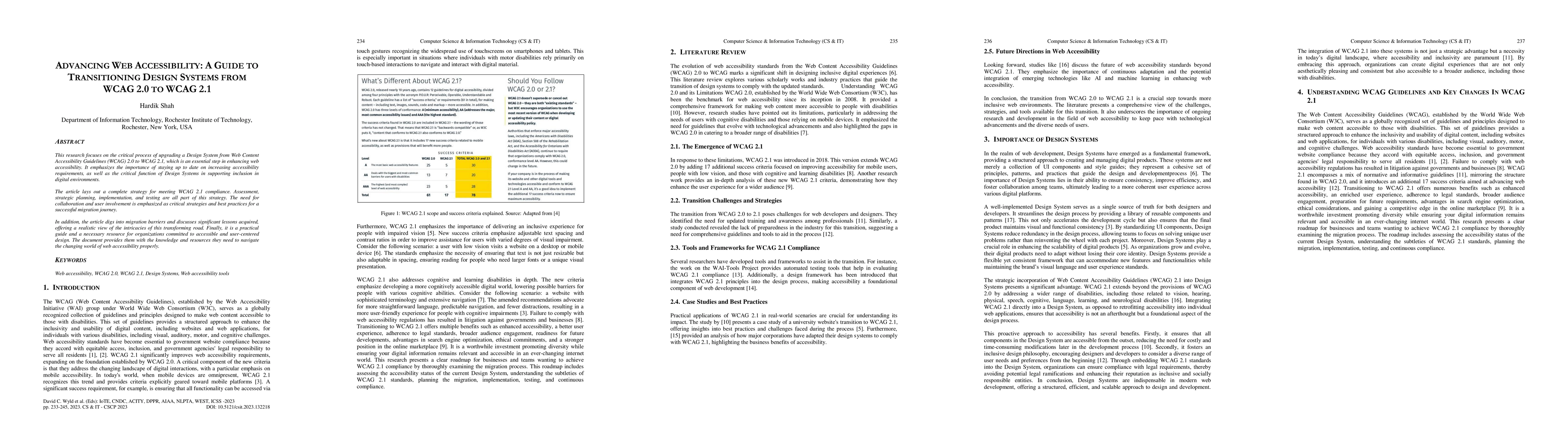 Thumbnail for Advancing Web Accessibility -- A guide to transitioning Design Systems
  from WCAG 2.0 to WCAG 2.1