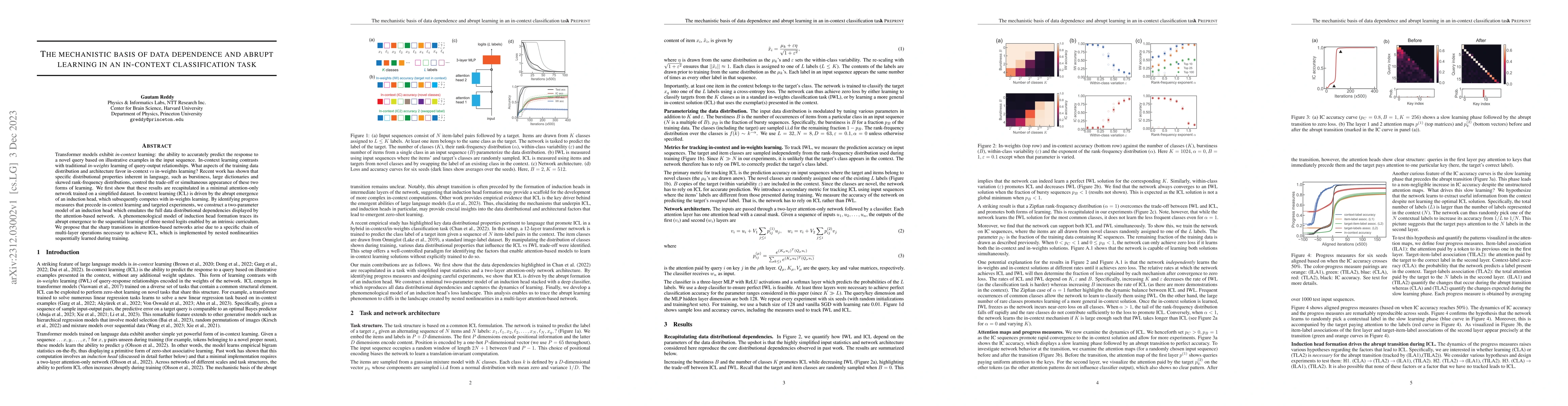 Thumbnail for The mechanistic basis of data dependence and abrupt learning in an
  in-context classification task