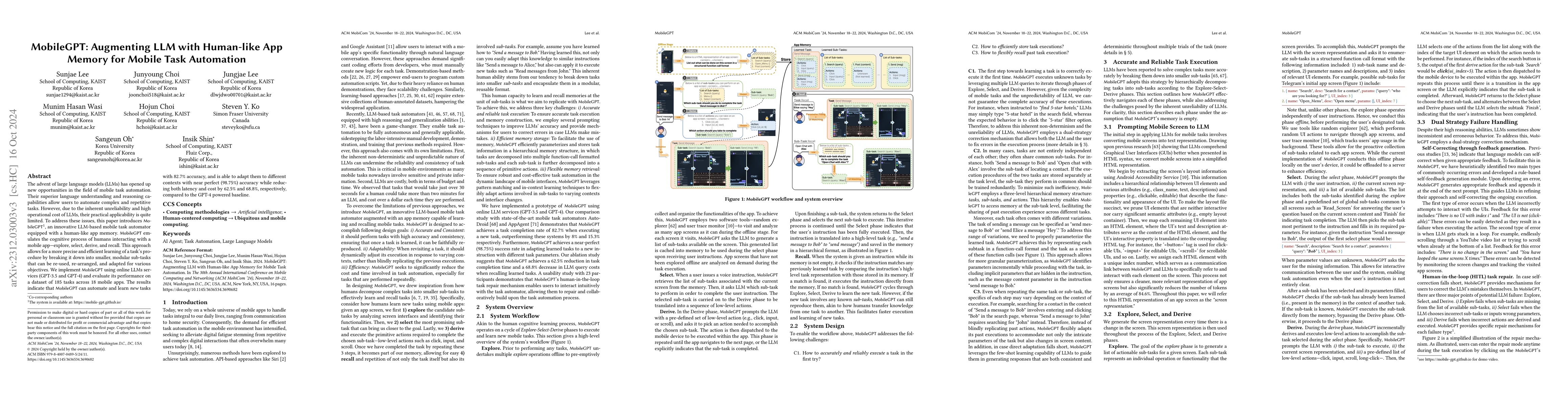 Thumbnail for Explore, Select, Derive, and Recall: Augmenting LLM with Human-like
  Memory for Mobile Task Automation