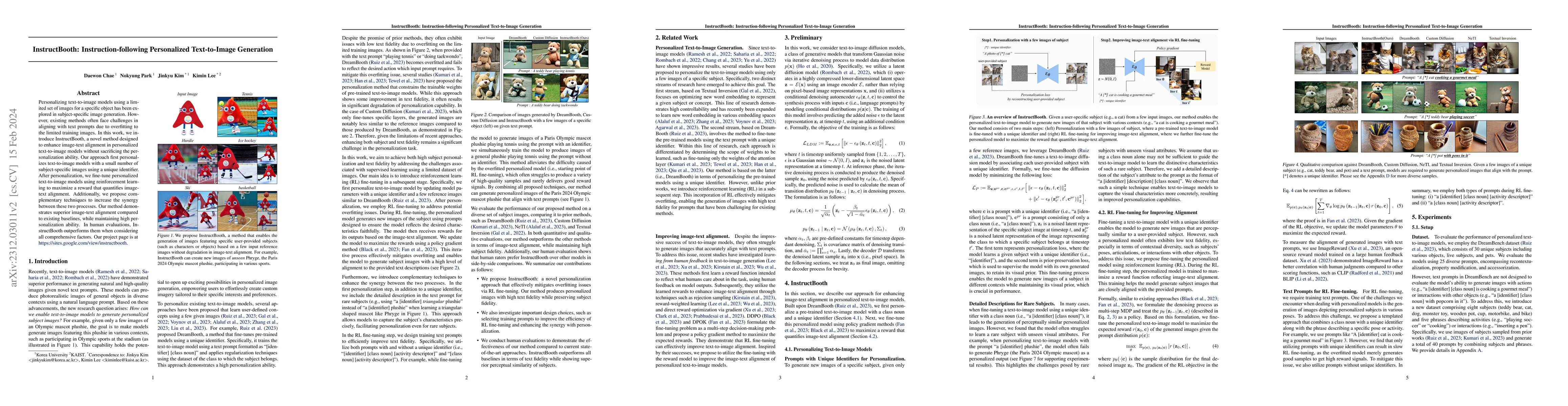 Thumbnail for InstructBooth: Instruction-following Personalized Text-to-Image
  Generation