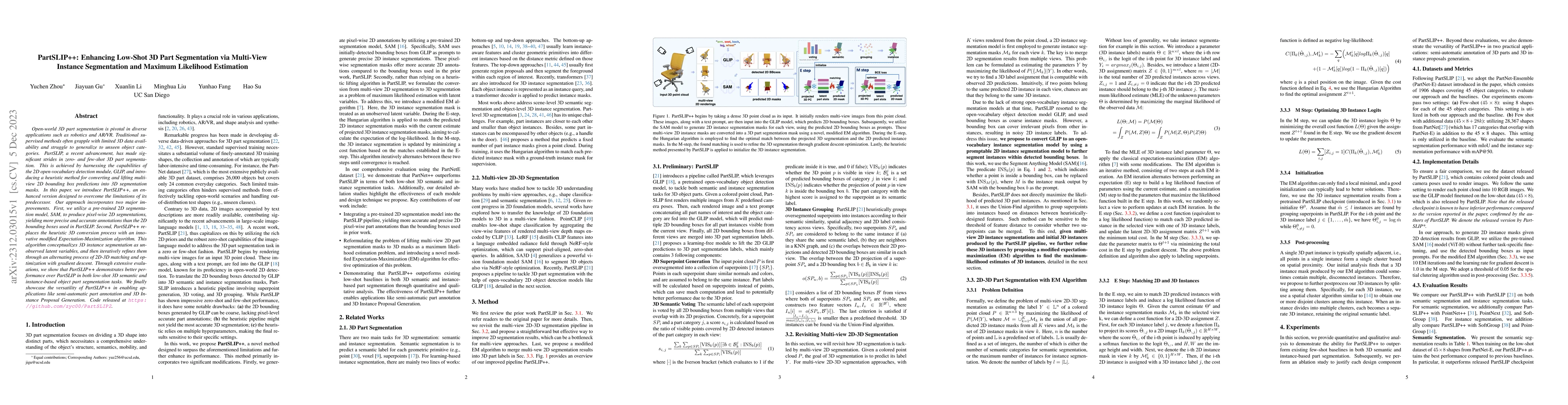 Thumbnail for PartSLIP++: Enhancing Low-Shot 3D Part Segmentation via Multi-View
  Instance Segmentation and Maximum Likelihood Estimation