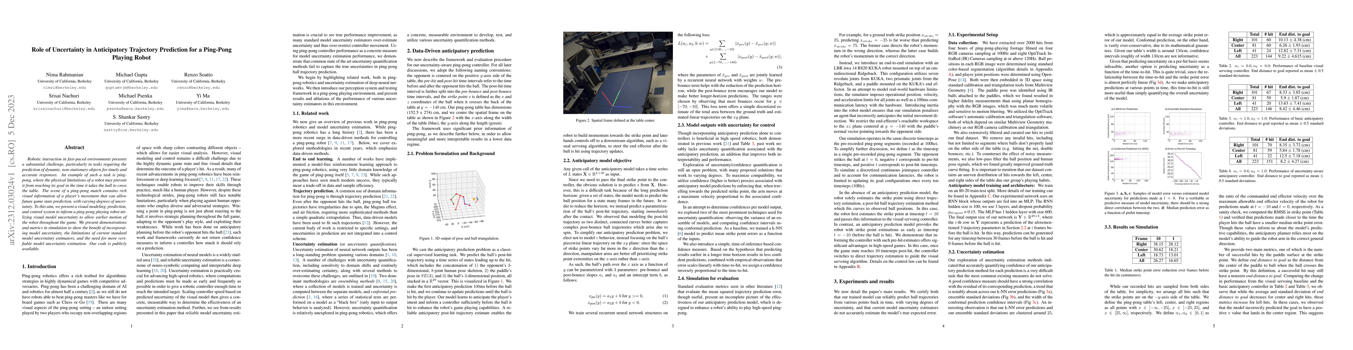 Thumbnail for Role of Uncertainty in Anticipatory Trajectory Prediction for a
  Ping-Pong Playing Robot