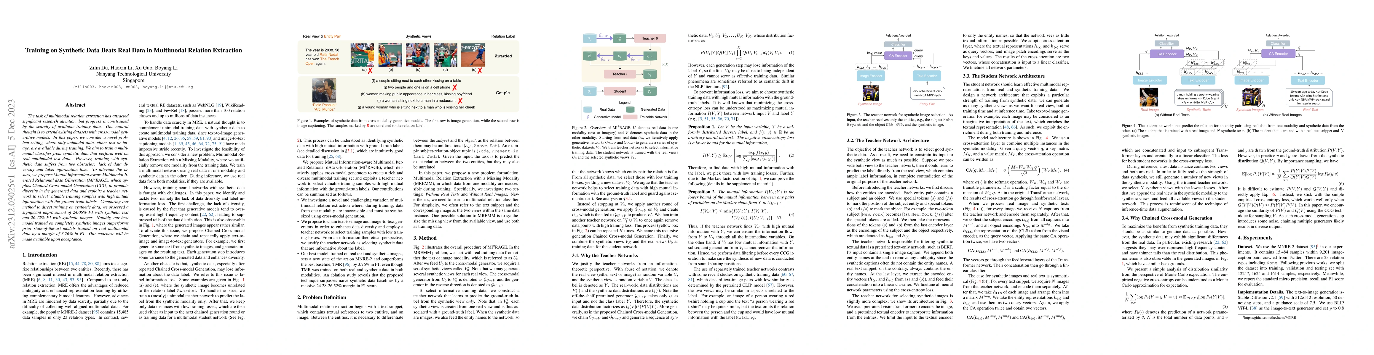 Thumbnail for Training on Synthetic Data Beats Real Data in Multimodal Relation
  Extraction