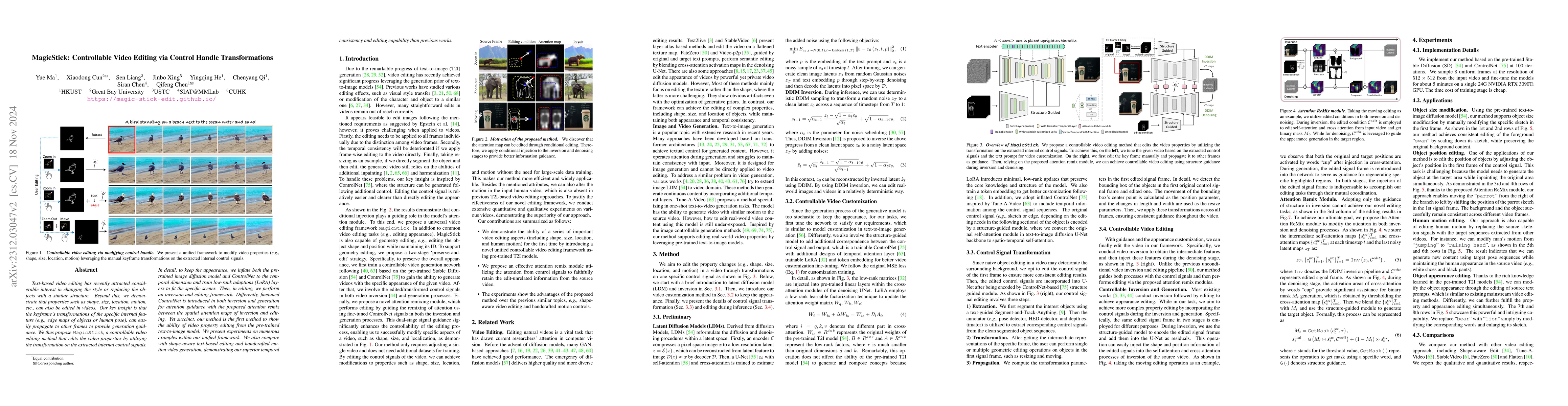 Thumbnail for MagicStick: Controllable Video Editing via Control Handle
  Transformations