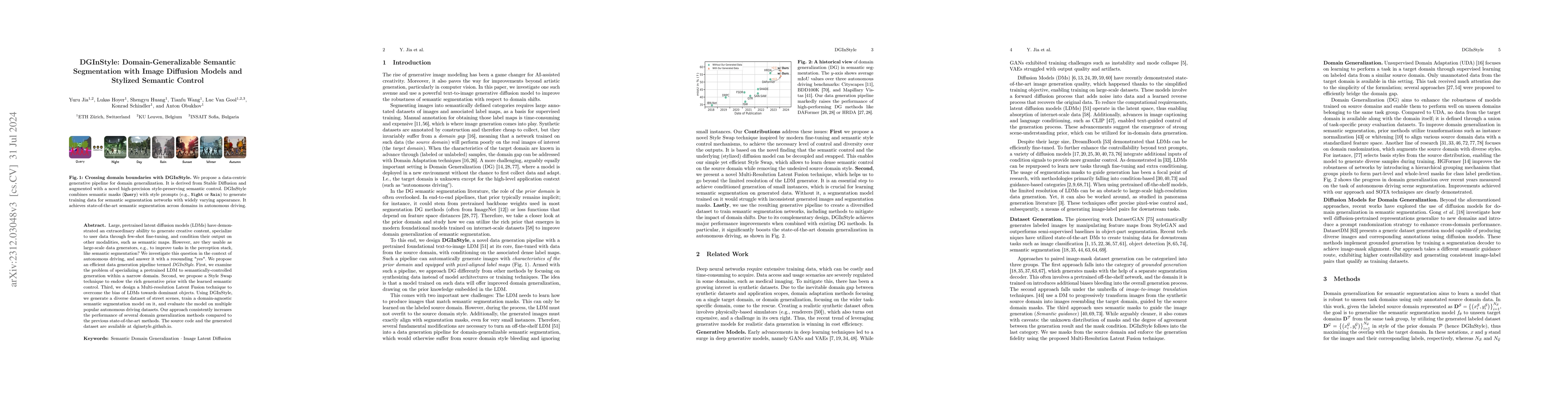 Thumbnail for DGInStyle: Domain-Generalizable Semantic Segmentation with Image
  Diffusion Models and Stylized Semantic Control