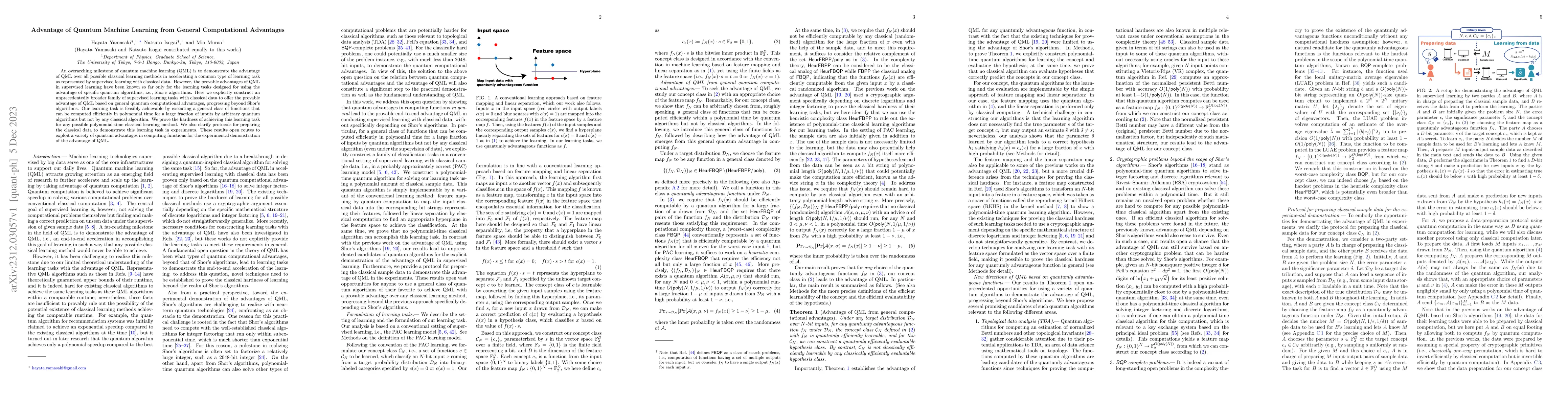 Thumbnail for Advantage of Quantum Machine Learning from General Computational
  Advantages