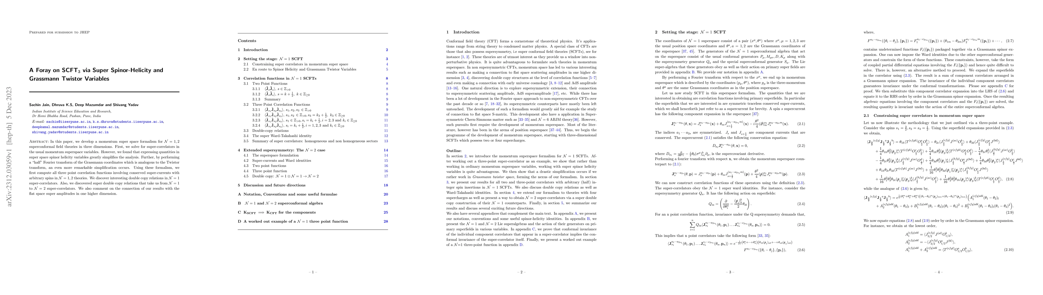 Thumbnail for A Foray on SCFT$_3$ via Super Spinor-Helicity and Grassmann Twistor
  Variables