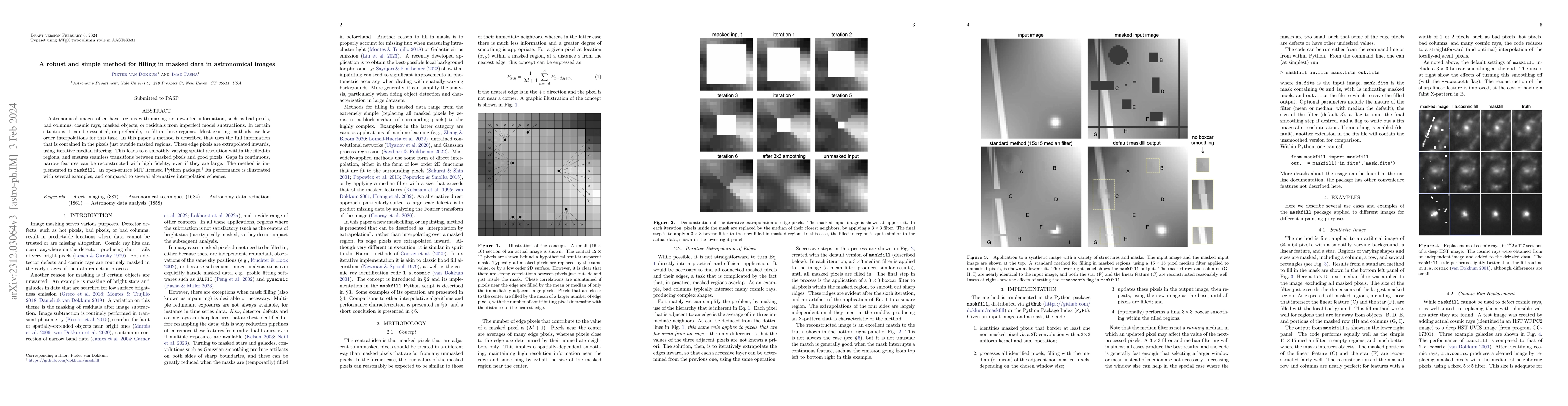 Thumbnail for A robust and simple method for filling in masked data in astronomical
  images