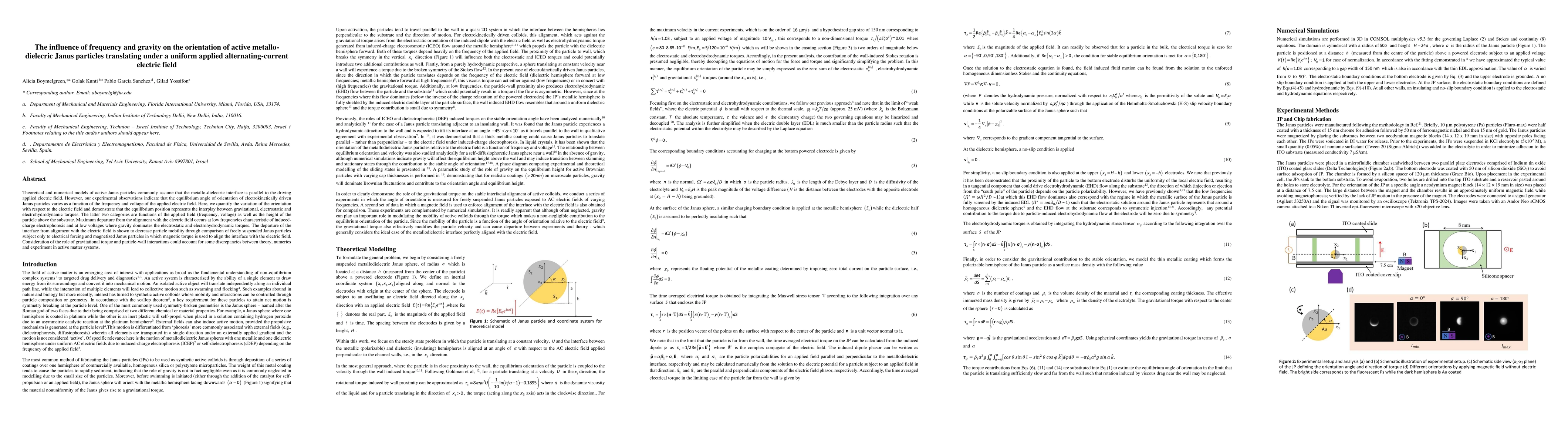 Thumbnail for The influence of frequency and gravity on the orientation of active
  metallo-dielecric Janus particles translating under a uniform applied
  alternating-current electric field