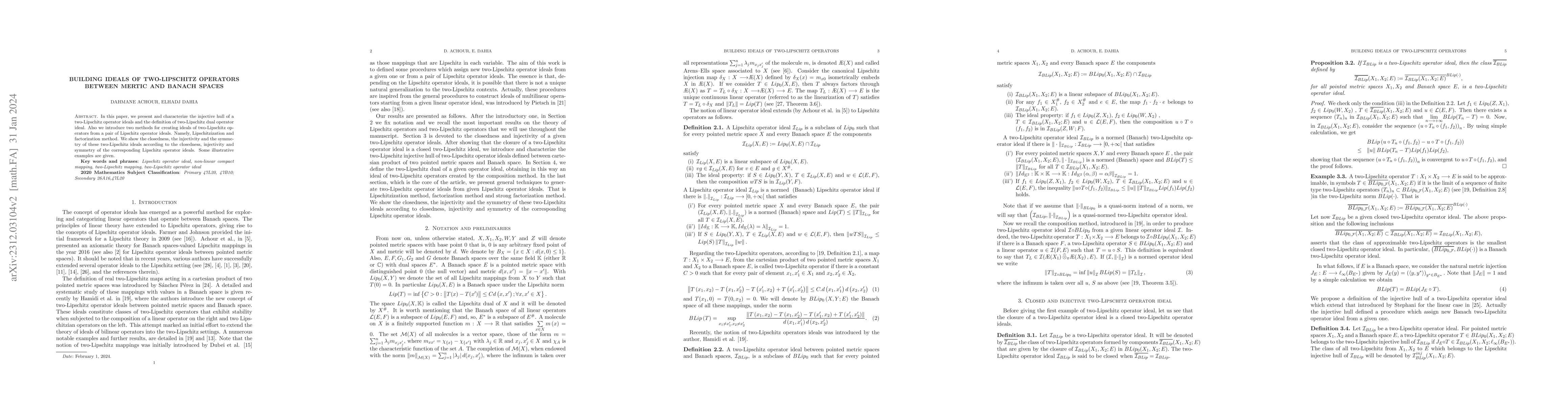 Thumbnail for Building ideals of two-Lipschitz operators between mertic and Banach
  spaces