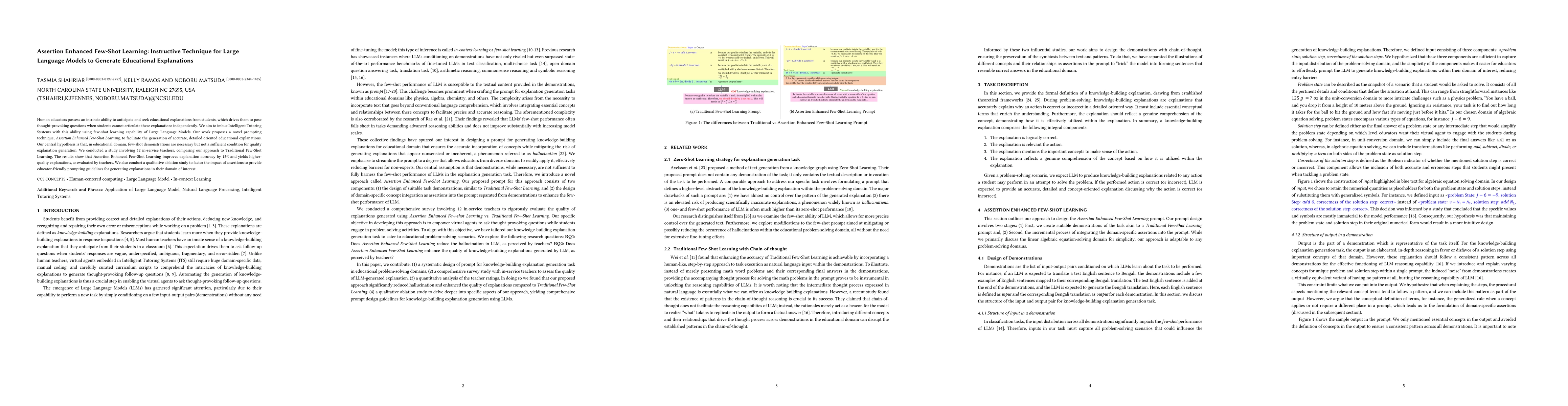Thumbnail for Assertion Enhanced Few-Shot Learning: Instructive Technique for Large
  Language Models to Generate Educational Explanations
