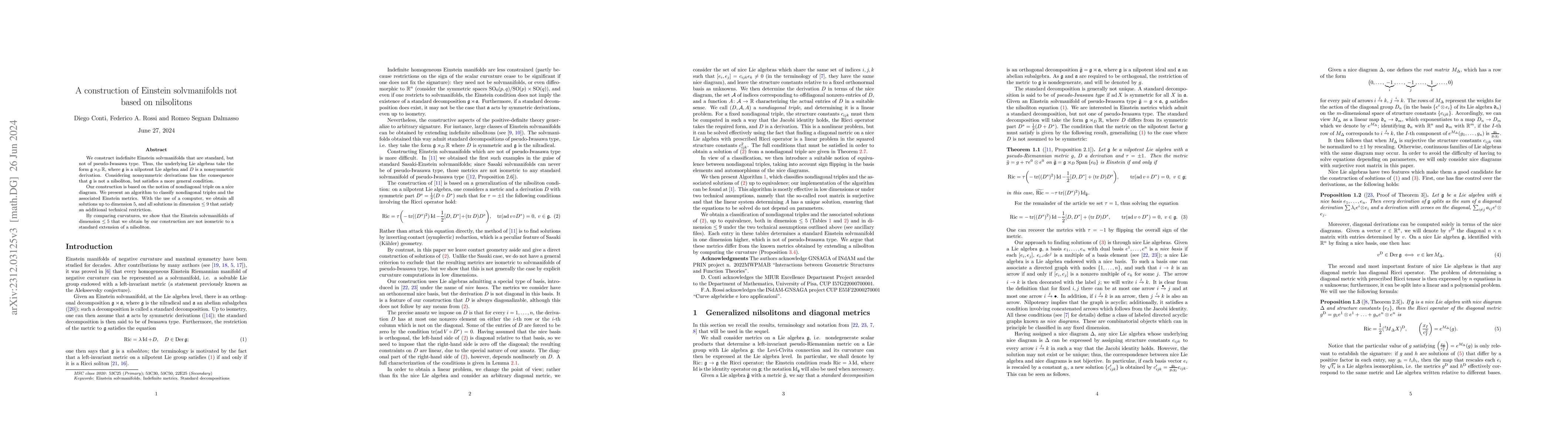 Thumbnail for A construction of Einstein solvmanifolds not based on nilsolitons