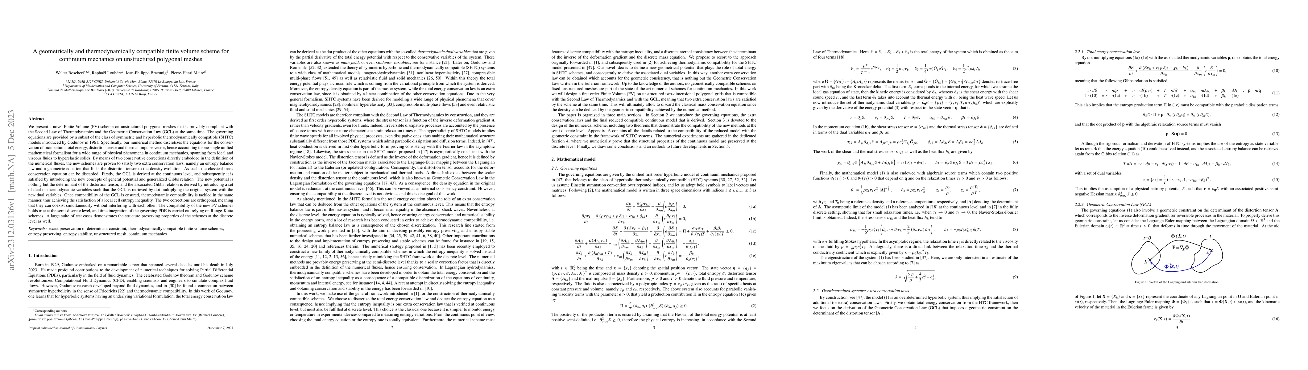 Thumbnail for A geometrically and thermodynamically compatible finite volume scheme
  for continuum mechanics on unstructured polygonal meshes