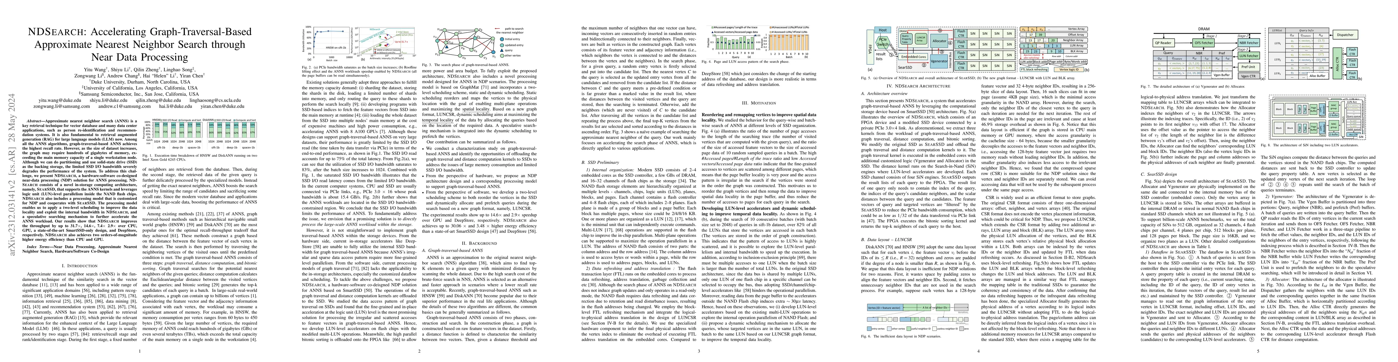 Thumbnail for NDSEARCH: Accelerating Graph-Traversal-Based Approximate Nearest
  Neighbor Search through Near Data Processing